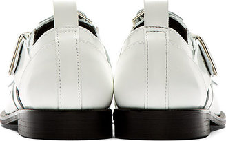Comme des Garcons White Leather Slip-On Oxford Buckle Shoes