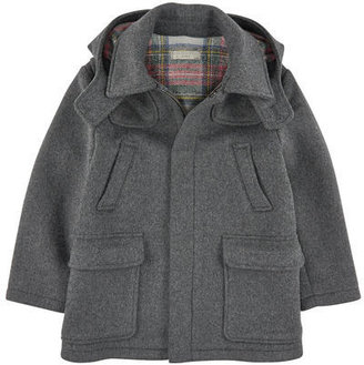 Stella McCartney KIDS woollen cloth coat with a removable hood - dark grey