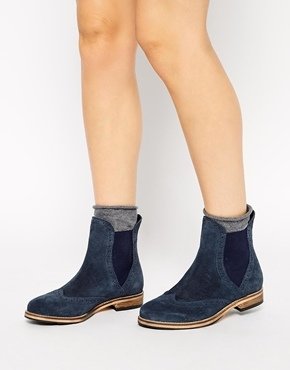 ASOS ABSENT MIND Suede Chelsea Ankle Boots - navy