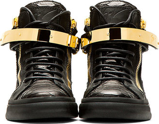 Giuseppe Zanotti SSENSE EXCLUSIVE Black Snakeskin London Sneakers