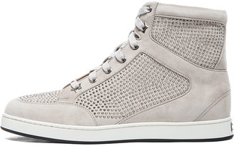 Jimmy Choo Tokyo High Top Suede Trainers in Silver