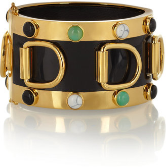 Eddie Borgo Gold-plated, enameled and multi-stone D-ring cuff