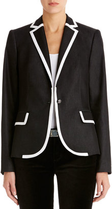 Jones New York One-Button Blazer with Contrast Piping