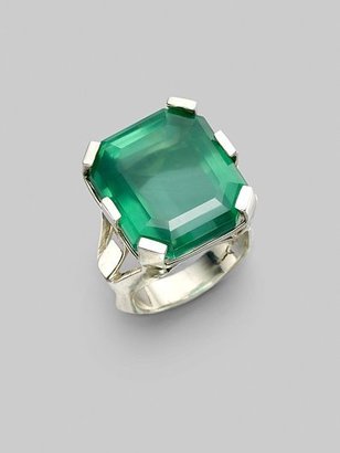 Stephen Dweck Green Agate & Sterling Silver Ring