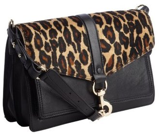 Rebecca Minkoff black and leopard leather 'Hudson Moto' crossbody bag