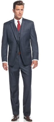 MICHAEL Michael Kors Big and Tall Navy Plaid Vested Suit