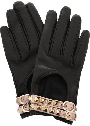 Valentino Rockstud leather gloves