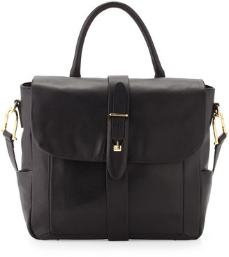 Etienne Aigner Marker Smooth Napa Leather Flap Shoulder/Tote Handle Bag, Black