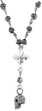 King Baby Studio Rosary With 3D MB Cross And Day of The Dead Skull (Sterling Silver)