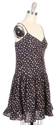 RON HERMAN Tiered Cami Dress In Navy Dot Print