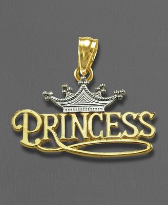14k Gold Pendant, Princess Crown