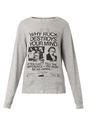 R 13 Punk-print distressed sweatshirt
