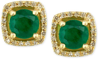 Effy Brasilica by Emerald (9/10 ct. t.w.) and Diamond (1/8 ct. t.w.) Square Stud Earrings in 14k Gold