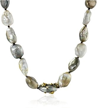 Vibes "Edgy" 18 Karat Gold Keshi Pearl and Diamond Necklace