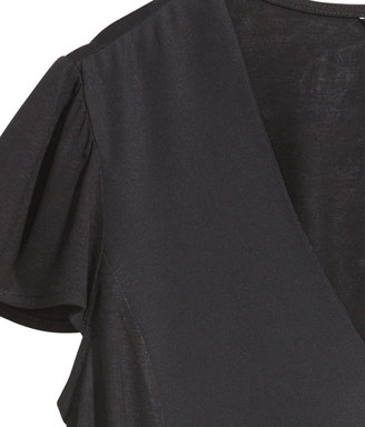 H&M Top with Butterfly Sleeves - Black