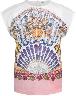 Dolce & Gabbana Baby Girls Fan Print Jersey Top