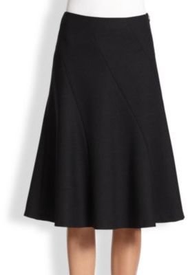 Theory Vistan Swirl-Paneled Stretch Wool Skirt