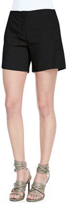 Theory Crunch Mid-Thigh Linen-Blend Shorts