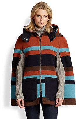 See by Chloe Striped Felted Zip-Front Cape