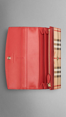 Burberry Leather and Haymarket Check Continental Wallet
