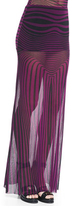 Jean Paul Gaultier Optical Striped Sheer Maxi Skirt Coverup