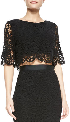 Miguelina Lou Swirly-Lace Crop Top
