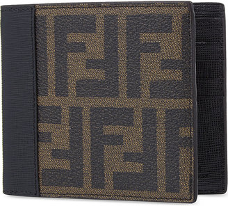 Fendi Zucca Leather Wallet, Men's, Brown/Gold
