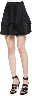 Halston Tiered Skirt w/ Drape Detail