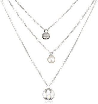 Esprit Expression Pearl" White Cubic Zirconia, Glass Stone and Glass Simulated Pearl Necklace