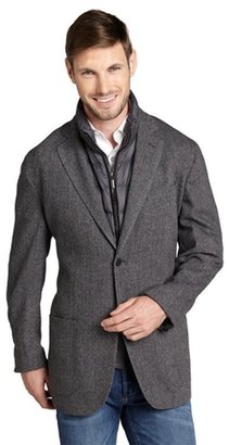 Brioni grey herringbone jacket with puffer vest