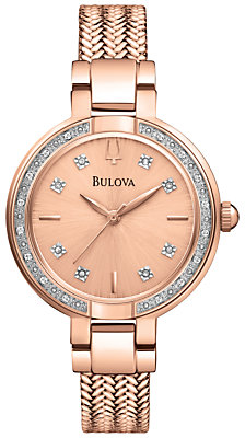Bulova 98R179 Women's Aracena Diamond Dial Watch, Rose Gold