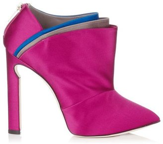 Jimmy Choo Dwyer Grey and Multi Coloured Folded Satin Ankle Booties