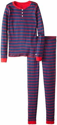 Hatley Boys' Henley Pj Set -Red & Blue Stripe Pyjama (Red/Blue)