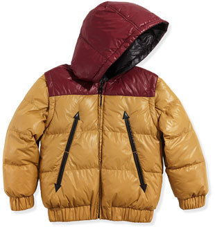 Little Marc Jacobs Boys' Reversible Puffer Jacket, Red/Yellow, Sizes 6-10
