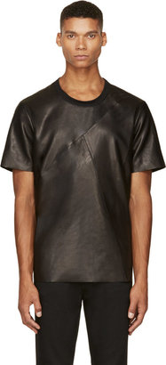 BLK DNM Black Leather Angled-Panel T-Shirt