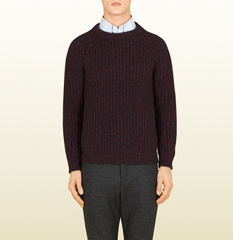 Gucci Wool Cashmere Ribbed Crew Neck Sweater