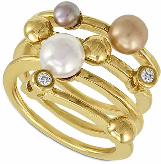 Majorica Endless Pearl Ring, 18k Gold over Sterling Silver Multicolor Organic Man Made Pearl Ring