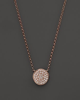 KC Designs Diamond Pavé Disc Pendant Necklace in 14K Rose Gold, 17.5"
