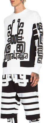 Kokon To Zai Stripe Cotton Sweatshirt in White