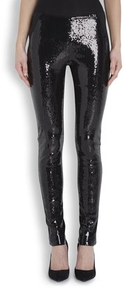 Donna Karan Black sequinned jersey leggings
