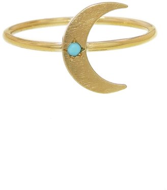 Andrea Fohrman Mini Crescent Moon Ring with Turquoise
