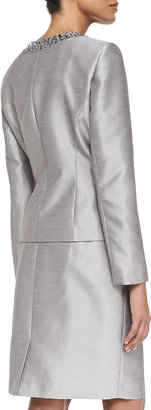 Albert Nipon Skirt Suit w/ Embellished Neck