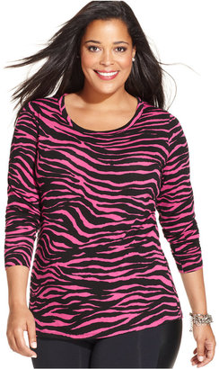 Jones New York Collection Plus Size Long-Sleeve Printed Top