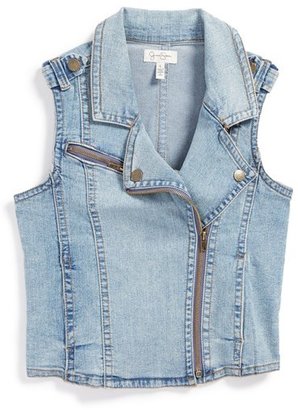 Jessica Simpson 'Roland' Denim Moto Vest (Big Girls)
