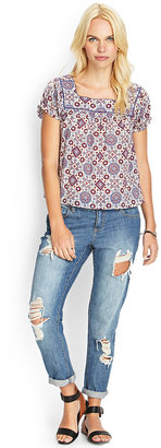 Forever 21 Floral Peasant Blouse