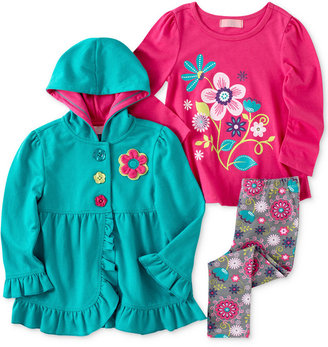 Kids Headquarters Little Girls' 3-Piece Floral Jacket, Top & Leggings Set