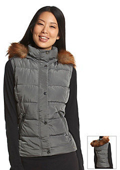 Marc New York 1609 Marc New York Performance Puffer Vest with Faux Fur Hood Trim
