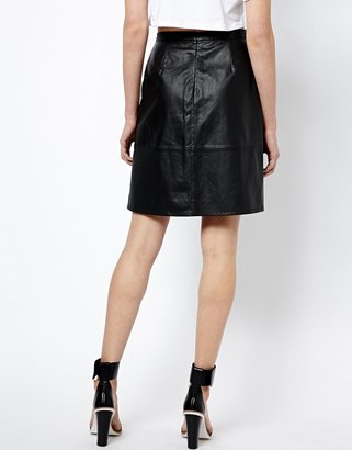 French Connection Nevada Leather Skirt with Split Detail
