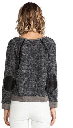 Alice + Olivia Long Sleeve Raglan With Leather Elbow Patch