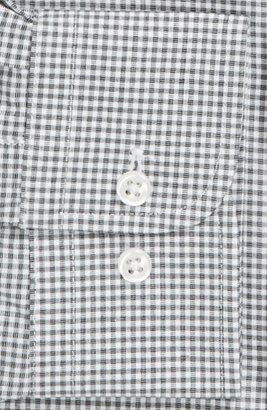 Nordstrom Men's Trim Fit Non-Iron Check Dress Shirt, Size 15 - 34/35 - Black